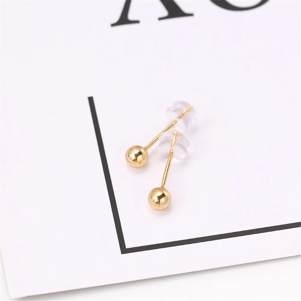 14k Aukso, kuriems mažų apvalių rutuliukų earhole S925 sidabrinė adata Auskarai 
