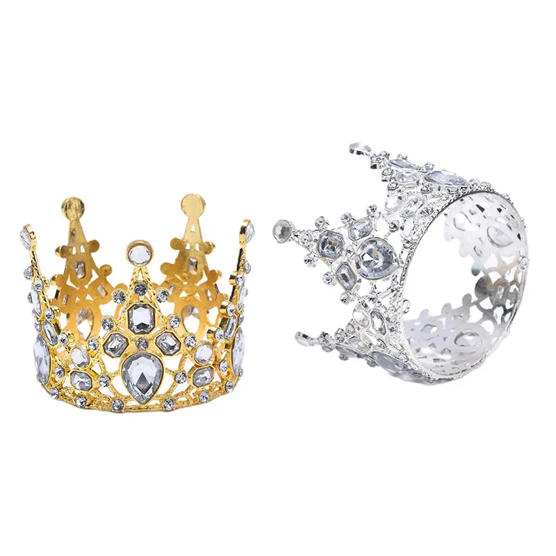 1pc Mini Crown Princess Topper Kristalų Tiara Vaikų Plaukų Papuošalai, Vestuvių Gimtadienio Tortas Dekoravimo Įrankiai