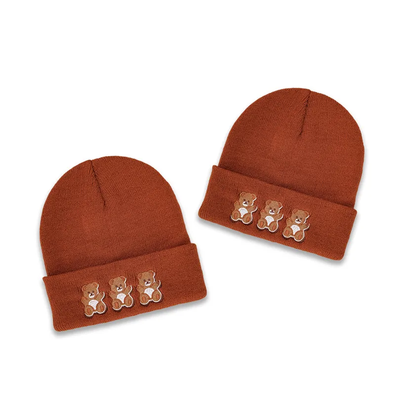 2021 m. Rudens ir žiemos Akrilo Animacinių filmų lokys siuvinėjimo Tirštėti megzti skrybėlę šiltą kepurę Skullies bžūp beanie skrybėlių vyrams ir Women177