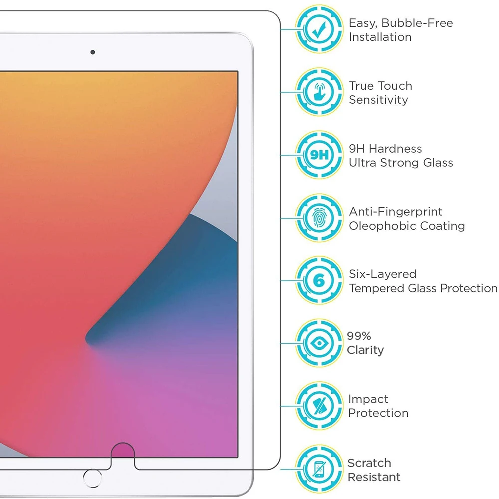 2vnt Tablet Grūdintas Stiklas Screen Protector Cover for iPad 9 Kartos Grūdintas Kino Naujas iPad 9 10.2 colių 2021 Burbulas Nemokamai