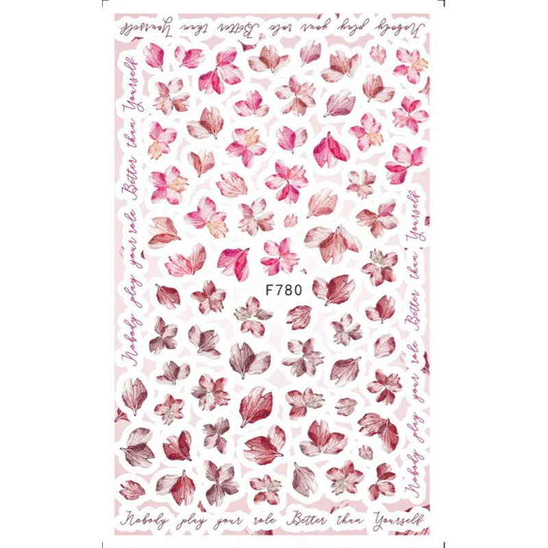 3D Purpurinis Rožinis Gėlių Drugelis Lipdukas Slankmačiai Nagai Elegantiškas Lapų Gėlių Dizainas Nagų Dailės Apdailos Dizaino Priedai