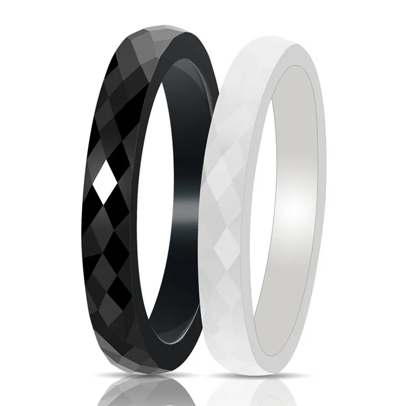 3mm Juodosios Keramikos Žiedas Vyrų Papuošalai Balta Geometrijos Žiedai Moterims Derliaus Paprasta Piršto Žiedą, Moterų, Vyrų, Poros Vestuvių Žiedai