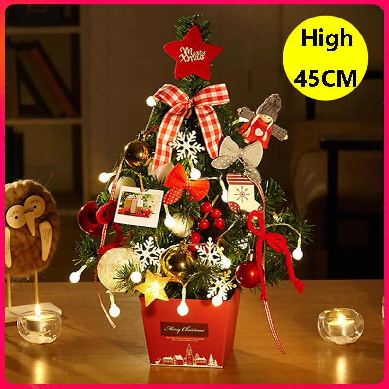 45CM Aukštos Kalėdų Dekoracijas Maža Darbastalio Apdaila Medžio Žibintų Šviesos Medis Mažas Kalėdų Medis 