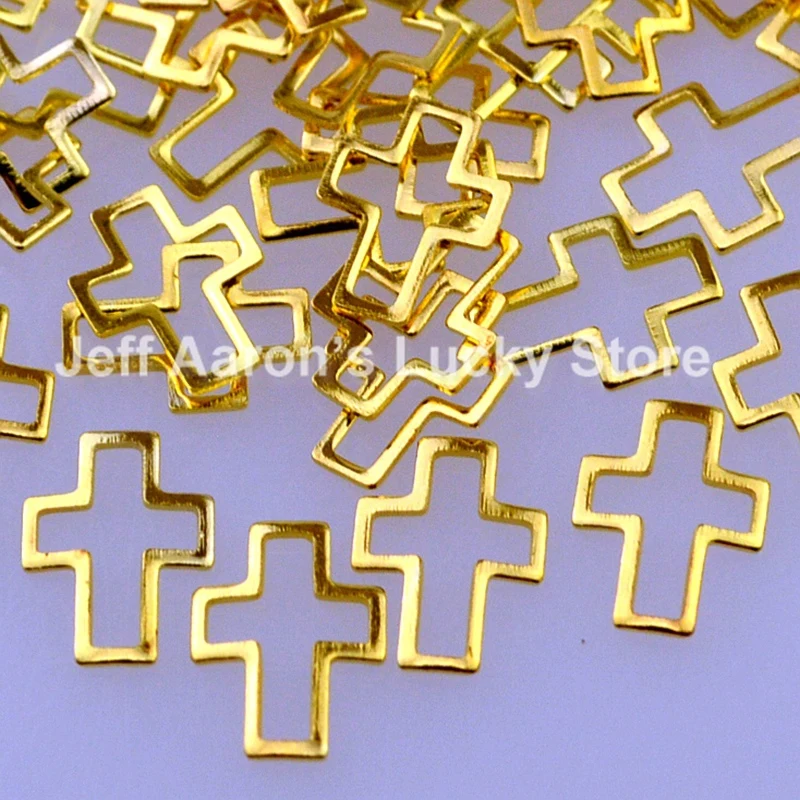 50PCS Gold Silver Cross 3D Metalo Nagų Dailės Puošybos Reikmenys, Nagų Tiekia Įrankius Didelis Dydis
