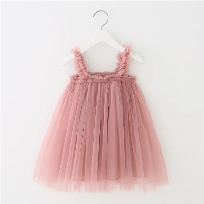 8 Spalvos Kūdikių Vaikai Diržas Suknelės Mergaičių vientisos Spalvos Tinklelio Suknelė Princesė Vaikai Ball-Gown Drabužiai