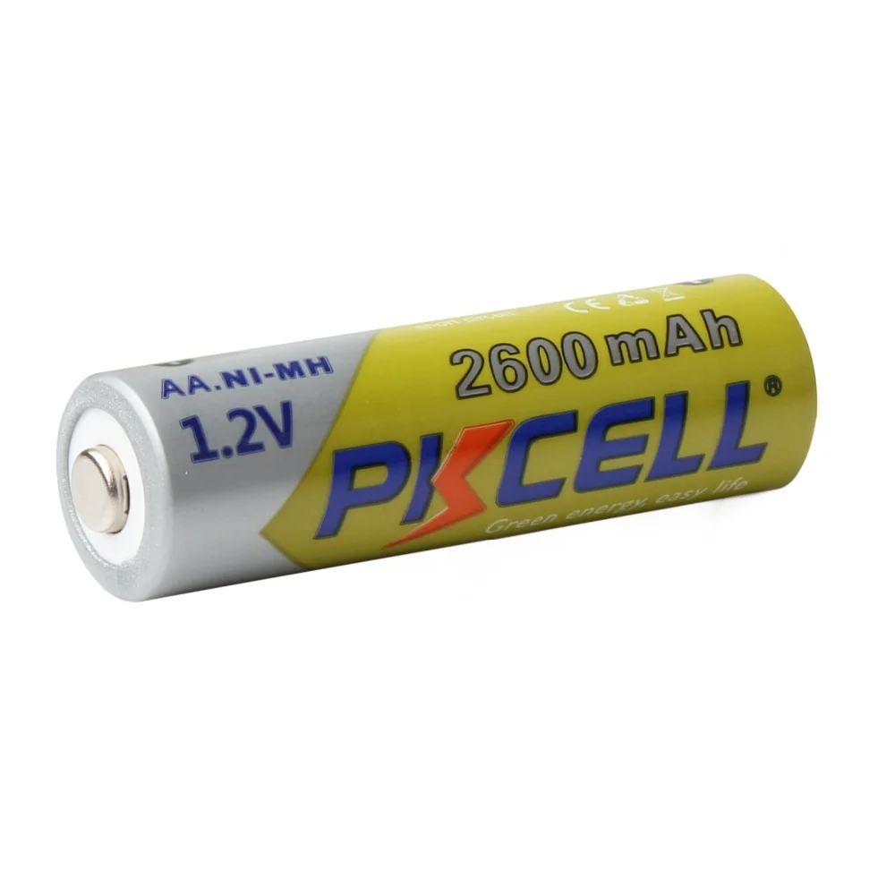 8pcs PKCELL Nekilnojamojo 2600mAh 1.2 V AA Ni-Mh Baterija Didelės Talpos NiMh AA Baterijas, 1000 Ciklo LED Žibintuvėlis