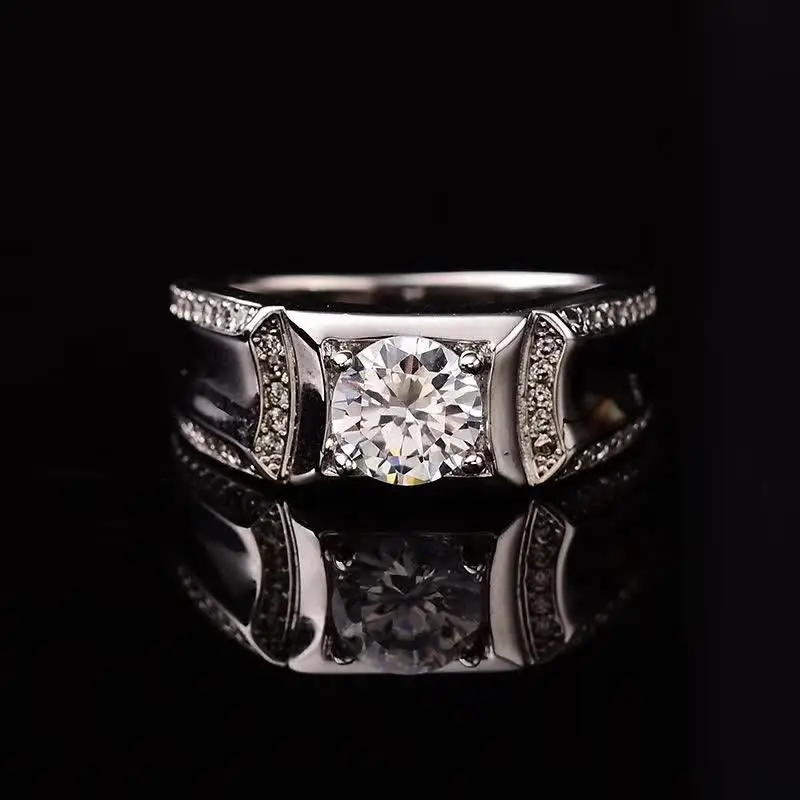 Akmuo Prabangus Žiedas 1-3ct Vyrų Moissanite Žiedas 925 Sterlingas Sidabro, platinuotos Balto Aukso Fine Jewelry Lašas Laivybos