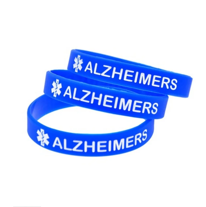 Alzheimerio liga paciento medicinos Įspėjimo Silikono gumos apyrankės apyrankės papuošalai Unisex apyrankę dizaineris moteris vyras