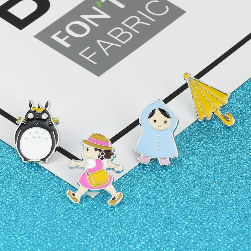Animacinių filmų cute little girl sagė, skėčio formos apykakle pin, juvelyriniai dirbiniai didmeninė prekyba, krepšys, dekoravimo, ženklelis, dovana draugams