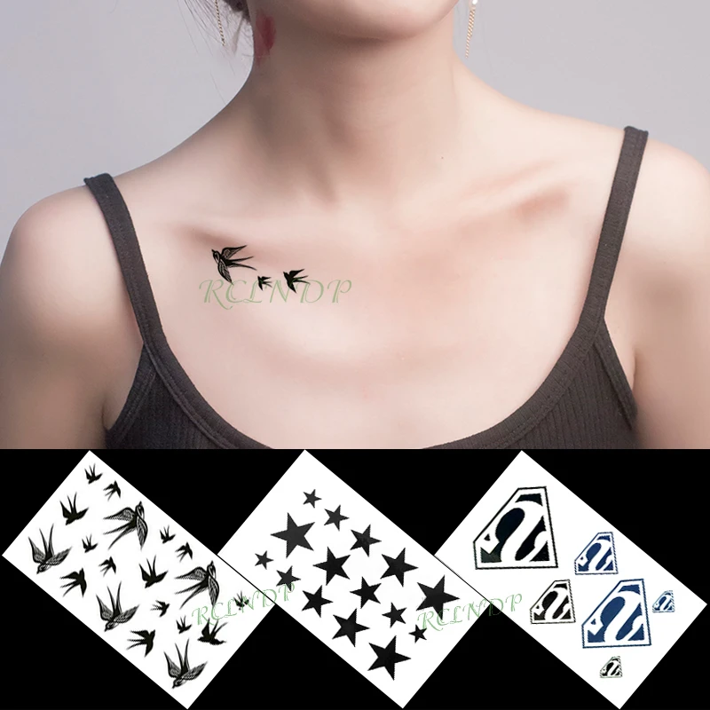 Atsparus vandeniui Laikina Tatuiruotė Lipdukas star paukščių ženklelis mini mažas meno tatto 