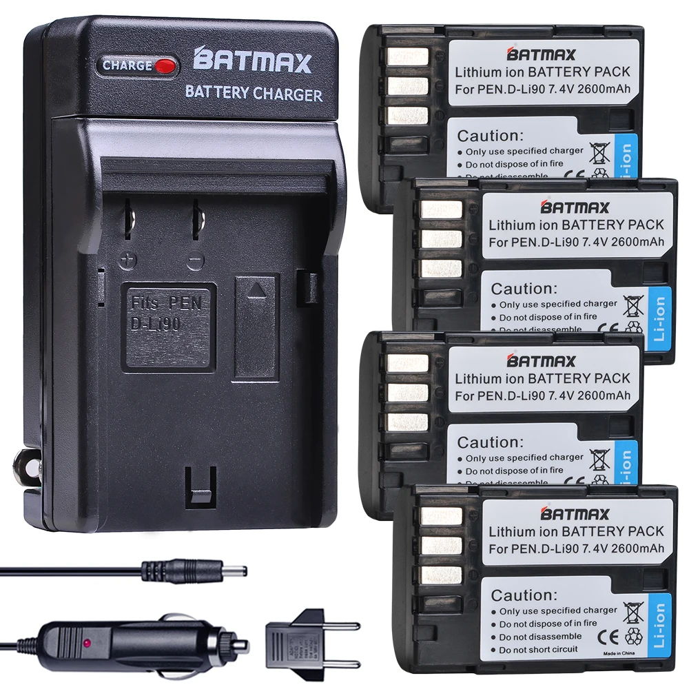 Batmax 2600mAh D-LI90 DLI90 D-LI90 Baterija +Skaitmeninės Siena Çkroviklio 