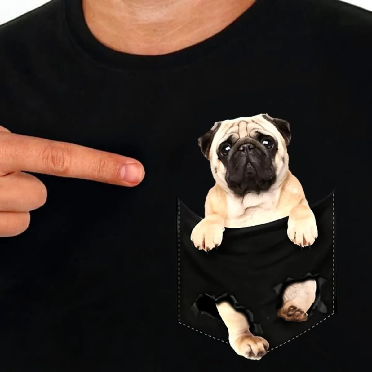 CLOOCL šunelis T-Shirt Mados Prekės ženklo Vasaros Kišenėje Pug Atspausdintas T-shirt Vyrams, Moterims, Marškinėliai Hip-Hop Viršūnes Juokinga Medvilnės Tees