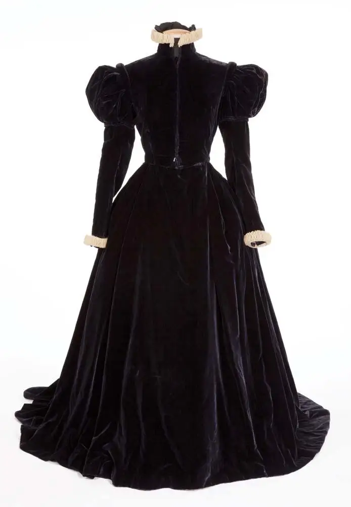 Cosplaydiy Marija Škotijos Cosplay Kostiumų Florencija Eldridge Juodo Aksomo Suknelė Suknelė Moterims Viduramžių Suknelė L320
