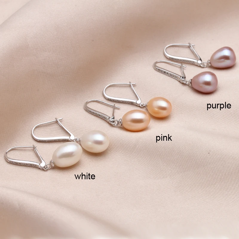 Gražus gėlavandenių perlų auskarai moterims,nekilnojamojo vestuvių balta gamtos lašas auskarai 925 sidabro fine jewelry