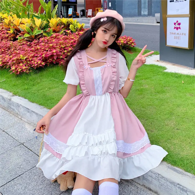 Japonijos loli lolita sijonas op mielas suknelė lolita dress moksleivė pasakų sijonas gotikos Moterims Kambarinės Apranga kawaii Anime drabužiai