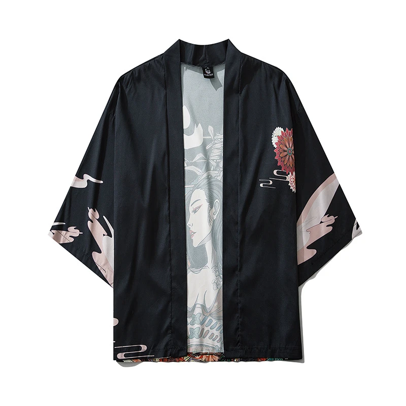 Japonų Stiliaus Atsitiktinis Kimono Streetwear Vyrai Moterys Mados Cardigan Japonija Harajuku Anime Plonas Chalatas, Drabužių seksualus naktiniai drabužiai striukė