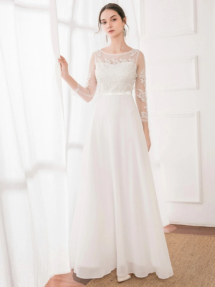 Kada nors Gražus Bridesmaid Suknelę Didmeninės Mados Gėlių Nėrinių Spausdinti ilgomis Rankovėmis 2021 Vestuvių Suknelės, Vestidos De Gala EP00867WH