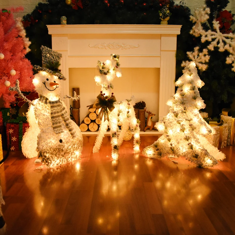 Kalėdų Pliušinis Lėlės Šviesos Kaustytomis Geležies Kalėdų Medžio Sniego Briedžių Apdailos Kalėdinių Namų Puošybos Ornamentais