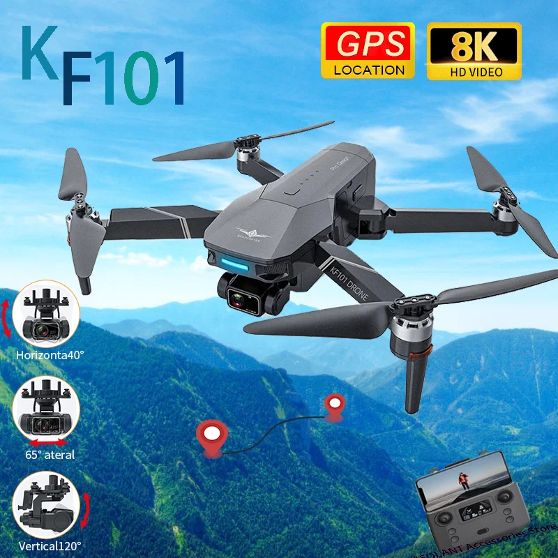 KF101 Drone 4K HD Professional Kamerą GPS 5G Wifi FPV Tranai 3 Krypties Gimbal Brushless Variklio RC Quadcopter Sraigtasparnis Žaislai Plokštumos