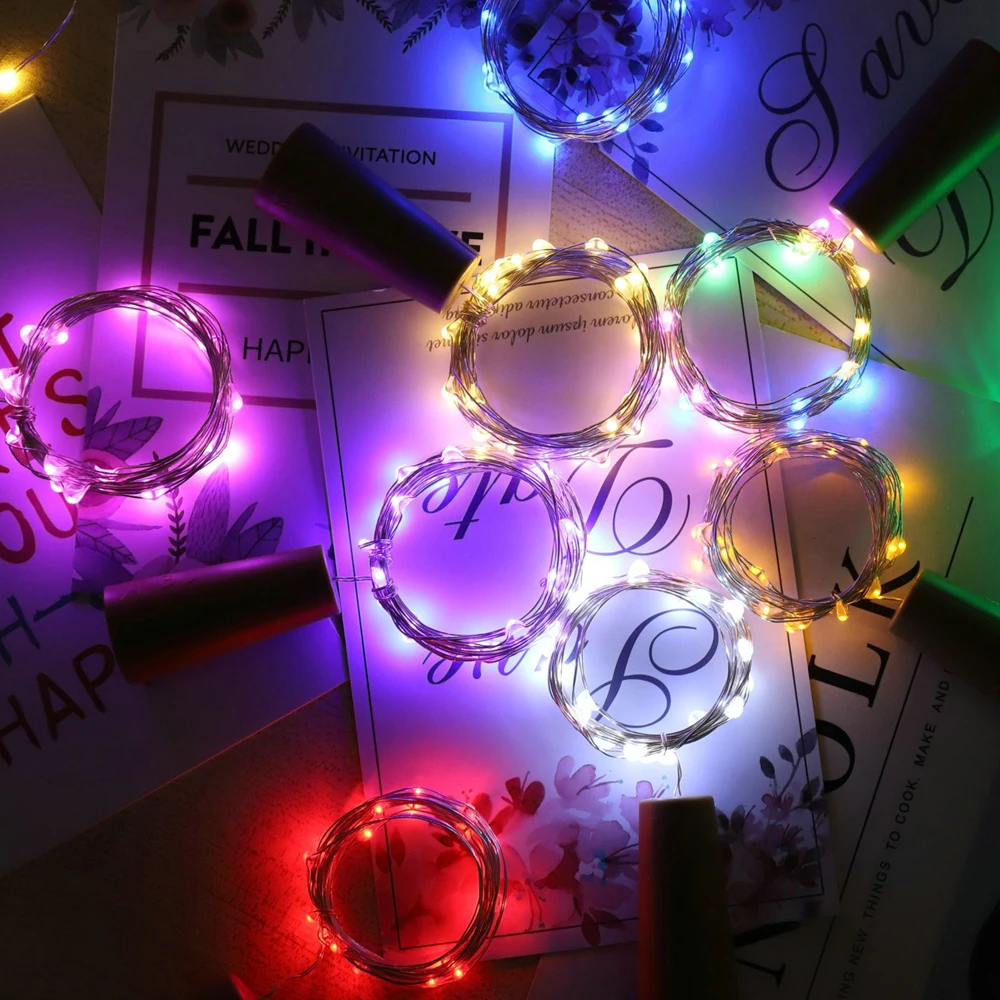 LED pasakų žibintai vyno butelio kamščio string žibintai atostogų apdailos 1M2M3M lauko šviesos girlianda baras Kalėdinė dekoracija Luces