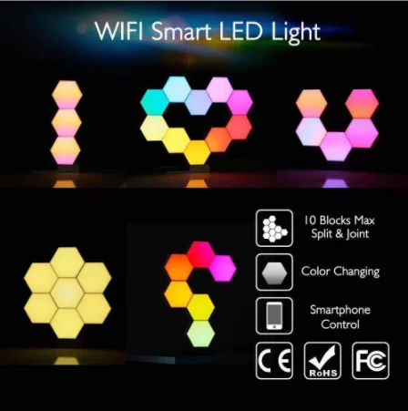 Lifesmart Cololight Pro Smart Geometrija, Montavimas DIY Lempa, WiFi Dirbti su 