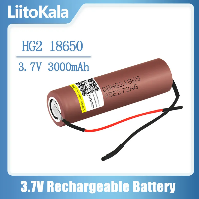 Liitokala naujas HG2 18650 3000mAh baterija 18650HG2 3,6 V išleidimo 20A, skirta hg2 baterijas + 