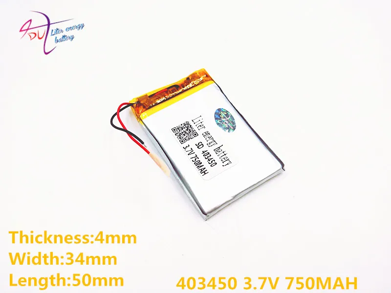 Litro energijos baterijos 403450 3.7 V 750mAH 383450 PLIB polimeras ličio jonų / Li-ion baterija GPS mp3 mp4 mp5 dvd