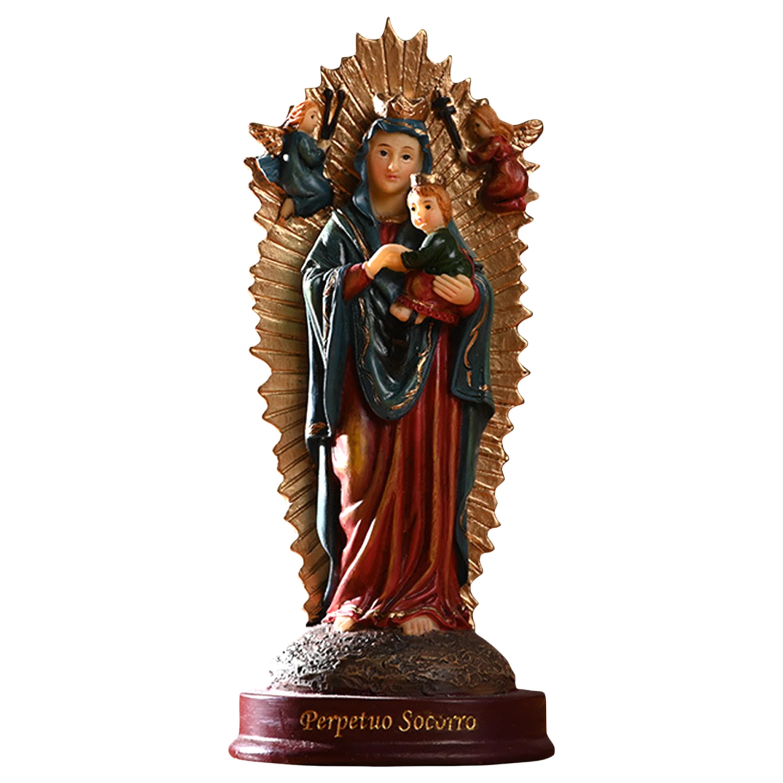 Mergelės Marijos Statula Katalikų Relikvijų Dervos Ornamentu Europos Derliaus Nešiojamų Apdailos, Namų Dekoro Ir Biuro Reikmenys
