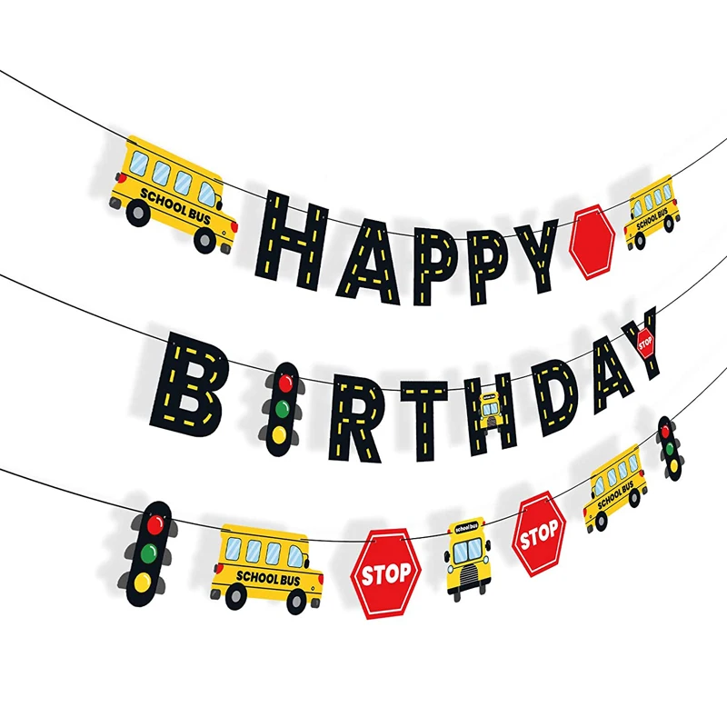 Mokyklos autobusas teminius vaikų gimtadienio dekoracijos, Gimtadieniu, baneriai