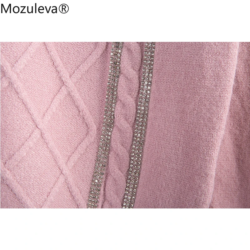 Mozuleva Moterų Megzti Dviejų dalių Kostiumai Rudens Žiemos Diamond Laisvas Megztinis ir Visas Ilgis Haremas Pants 2 dalių Komplektas Komplektai