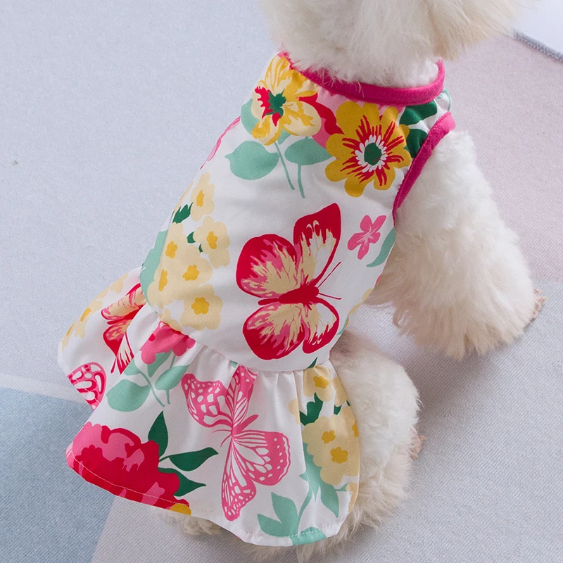 Nauja Vasaros Šunų Drabužius Sijonas Gėlių Spausdinti Šunys Suknelė Už Čihuahua Pug Yorkie Pet Produktų, Šunų Drabužius Mažiems Šunims