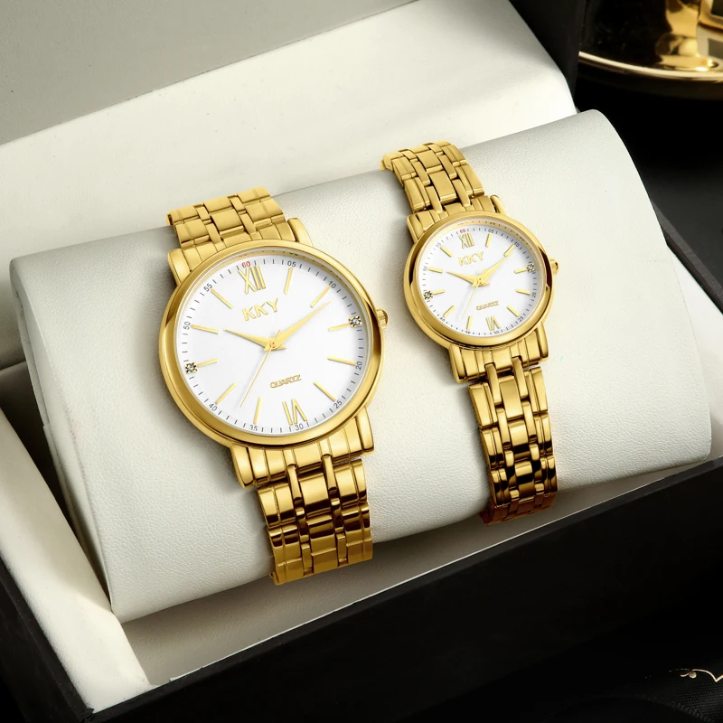 NAUJAS KKY Prekės ženklų Top Brand Prabangos Pora Aukso laikrodis Vyrams, Moterims Laikrodžius Laikrodis Atsitiktinis Vandeniui iki 2021 m. Už Dropshipping