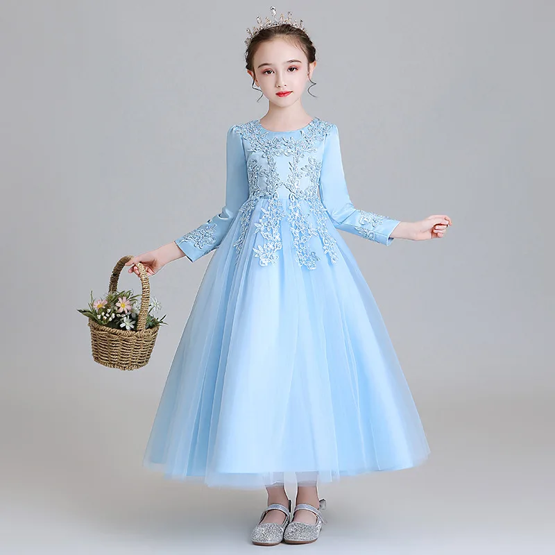 Naujas Princesė Nėrinių Suknelė 2020 Vaikai Gėlių Siuvinėjimas Ceremonijos Suknelė Mergaitėms Inscenizacija Oficialus Kamuolys Suknelė vaikai Kostiumas