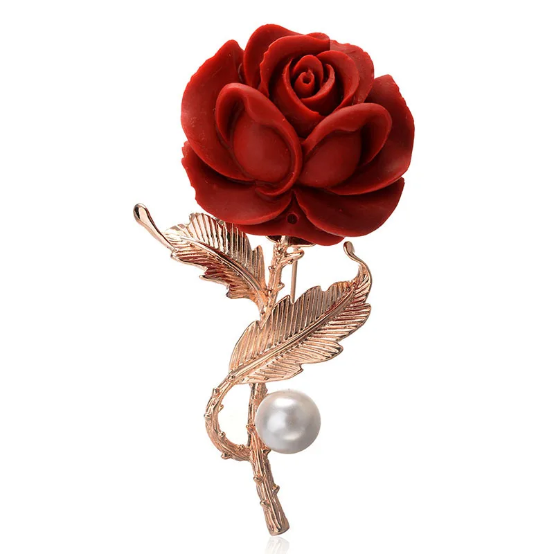 Ociki Rose Aukso Spalvos Romantiškas Raudona Rožė Gėlių Kristalų Imitacija, Perlų Sagė Moterų Meilužio Dovana Lašas Laivybos