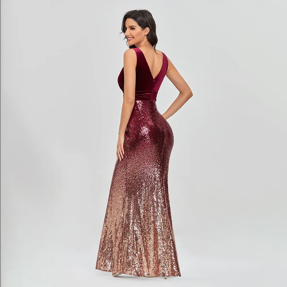 Sandėlyje Vakaro Suknelės Undinė V-kaklo, Blizgančiais Sparkle Ilgai Turkija Vakare Gown Prom Dresses Chalatas De Soiree