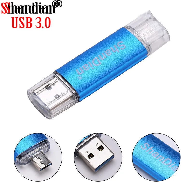SHANDIAN USB 3.0 Išmaniųjų telefonų USB Flash drive, OTG USB Flash Drive, memory stick Micro U Disko pendrive 4GB 8GB 16GB 32GB 64GB