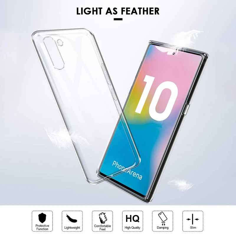 Skaidrus Silikoninis Telefono dėklas Samsung Galaxy Note 10 Pro Plus Lite Minkštos TPU Aišku, galinis Dangtelis SamsungNote10 10Plus 10Lite
