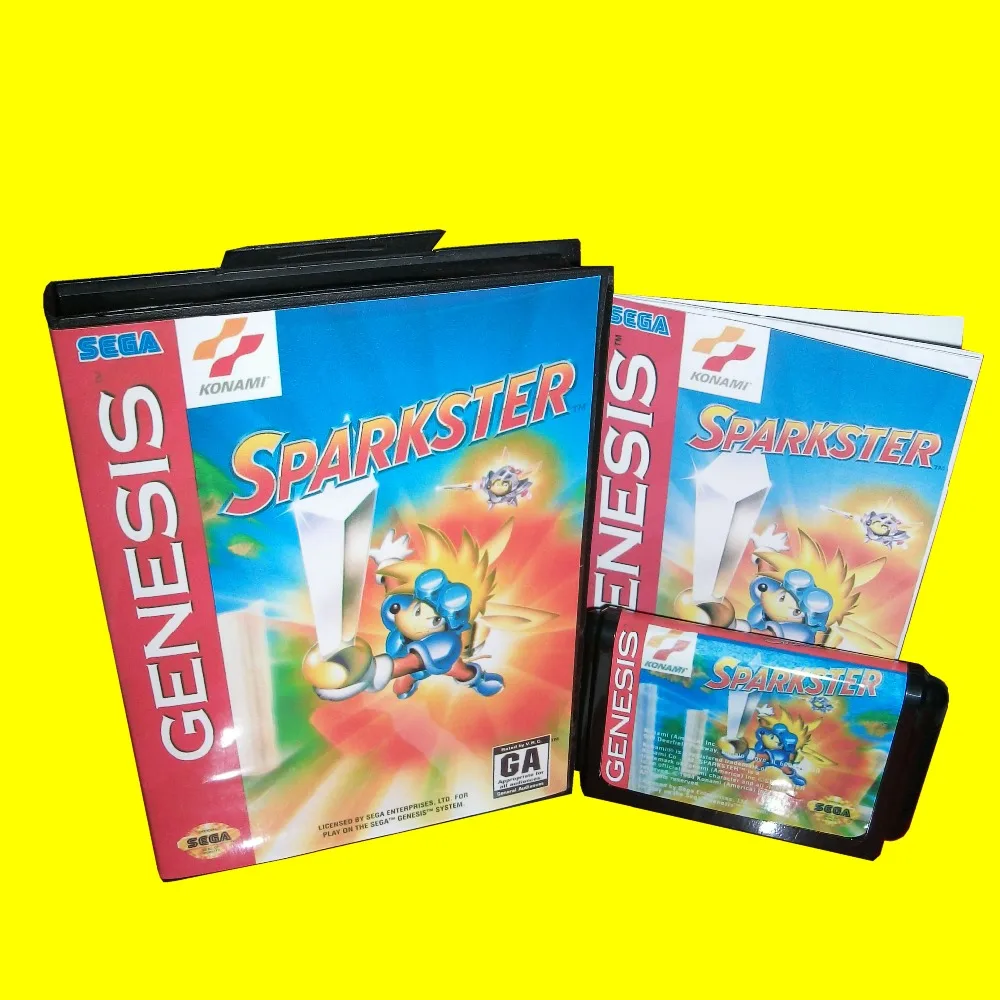 Sparkster - Raketų Riteris Nuotykiai 2 Su dėžute Ir Instrukcija 16bit MD Žaidimo Kortelės Sega Mega Drive Genesis
