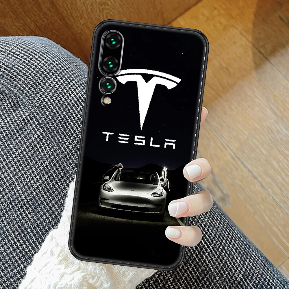 Tesla Automobilių logotipą Telefoną atveju Huawei P Mate P10 P20 30 P40 10 20 Smart Z Pro Lite 2019 black mados shell tpu Etui prabanga Nuotrauka 0 