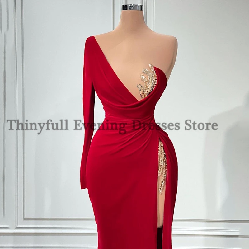 Thinyfull 2022 Prom Dresses Vieną Petį Undinė Vakarinę Suknelę Aukštos Padalinta Saudo Arabija Lentjuostės Kokteilis Suknelės, Plius Dydis