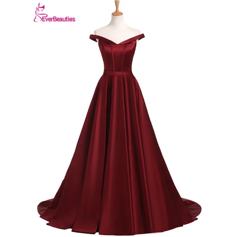Vakarinę Suknelę Ilgai 2020 Vyno Raudona Elegantiškas Satino V Kaklo Prom Šalis Suknelės Vakare Gown Abendkleider Abiye Chalatas De Soiree