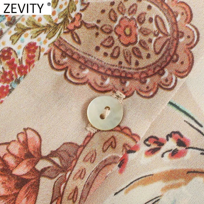 Zevity Naujas Moterų Derliaus Paisley Kratinys Gėlių Spausdinti Satino Palaidinė Office Ponios ilgomis Rankovėmis Marškiniai, Elegantiškos Blusas Viršūnes LS10007