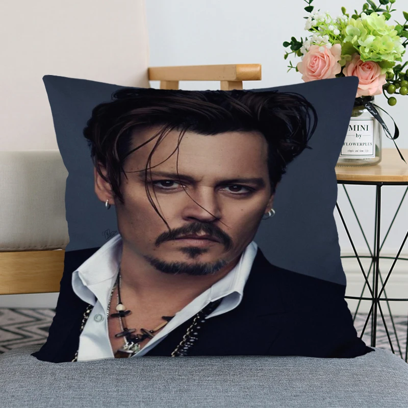 Gražus Pagalvės užvalkalą Šiuolaikinio Namų dekoro Johnny Depp Star Užvalkalas 35x35cm,40X40cm(vienos pusės) Už Kambarį Pagalvę Padengti Nuotrauka 1 