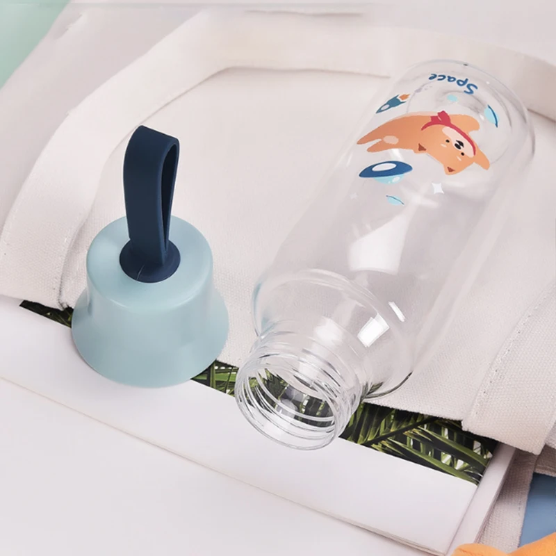 Vandens butelis mielas animacinių filmų lokys modelis lauko sporto, įdomus kūrybinis šviesos plastiko vandens puodelį mergaitės nešiojamų kūrybos butelis Nuotrauka 1 