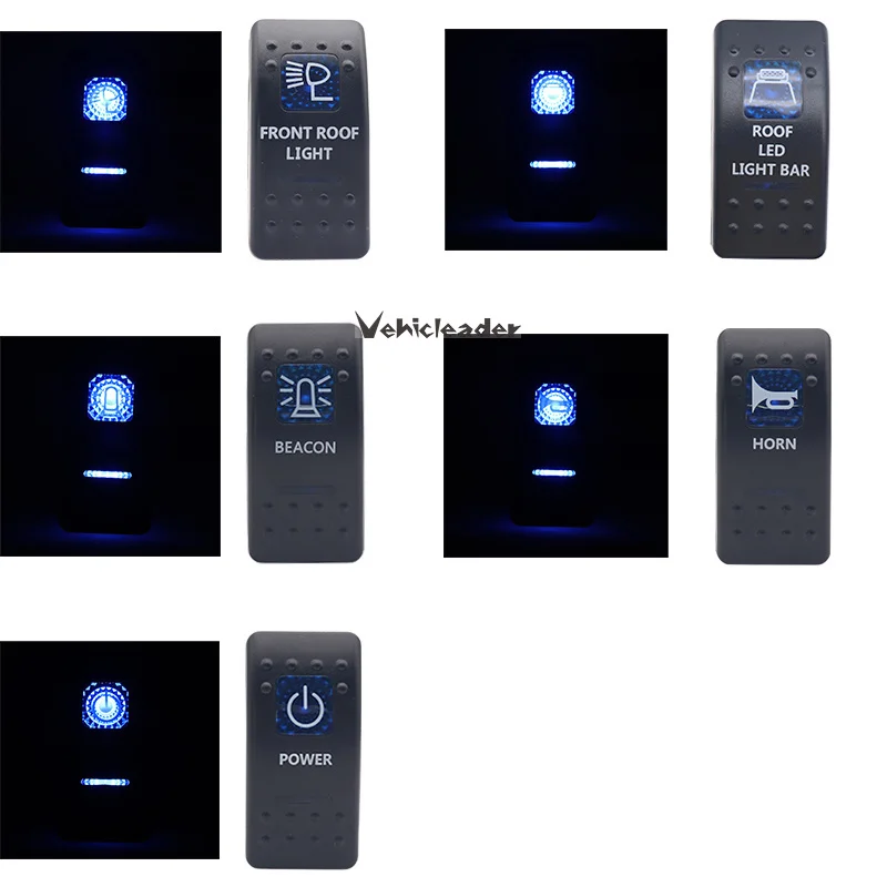 1PCS Mėlyna LED Svirtinis Jungiklis 5 Pin 12v/24v Automobilinis Jungiklis Valtis Sunkvežimis Su Dviguba Šviesos Apšviestas LED Waterpoof Nuotrauka 2 
