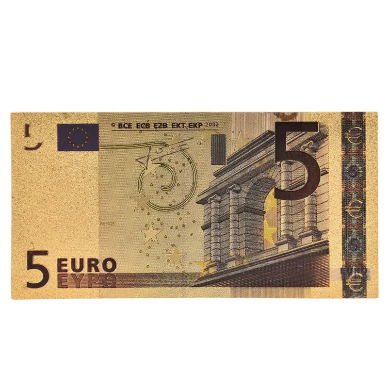 7pcs/daug 5 10 20 50 100 200 500 EUR Aukso Banknotų 24K Aukso Netikrą Atminimo Popierinių Pinigų Kolekcija Eurų Banknotų Rinkiniai Nuotrauka 2 
