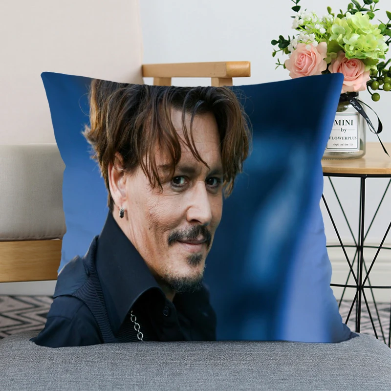 Gražus Pagalvės užvalkalą Šiuolaikinio Namų dekoro Johnny Depp Star Užvalkalas 35x35cm,40X40cm(vienos pusės) Už Kambarį Pagalvę Padengti Nuotrauka 2 