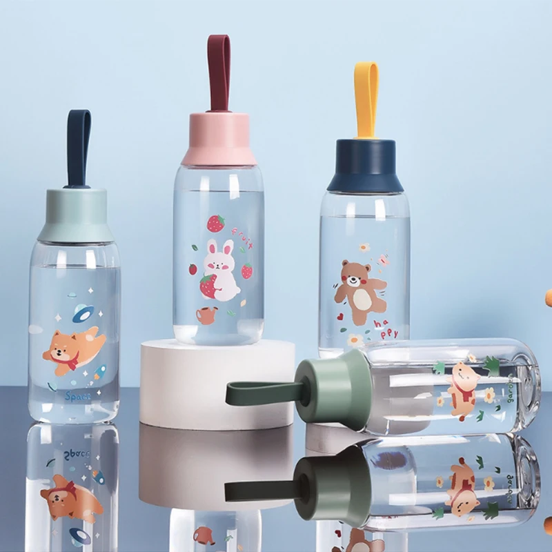 Vandens butelis mielas animacinių filmų lokys modelis lauko sporto, įdomus kūrybinis šviesos plastiko vandens puodelį mergaitės nešiojamų kūrybos butelis Nuotrauka 2 