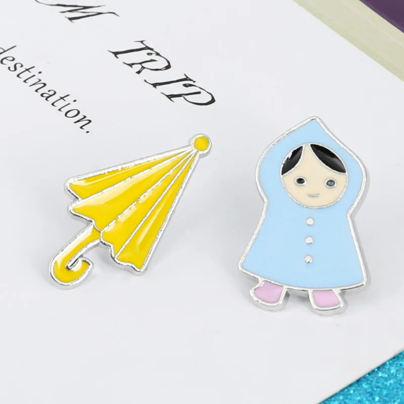 Animacinių filmų cute little girl sagė, skėčio formos apykakle pin, juvelyriniai dirbiniai didmeninė prekyba, krepšys, dekoravimo, ženklelis, dovana draugams Nuotrauka 3 