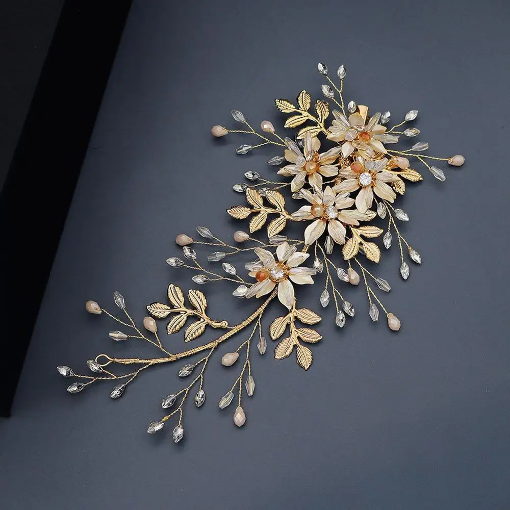 Aukso Vestuvių Pin priedai nuostabiu kristalų rankų darbo Papuošalai, Šaliai, Plaukų Aksesuarai Nuotrauka 3 